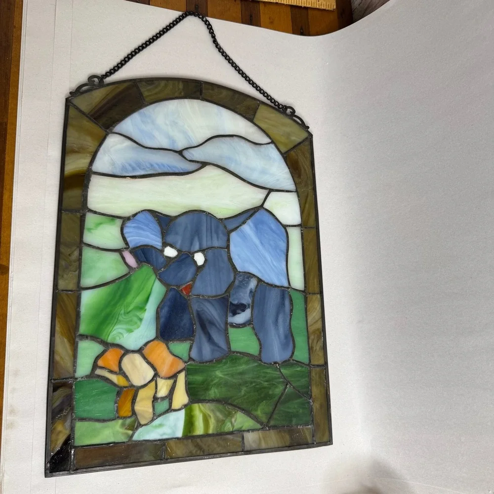 Stained Resin Sun Catcher Elephant Mother Baby Window Decor‎